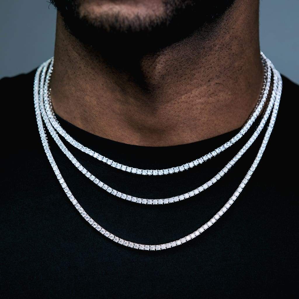 Men's 3 CT. T.W. Diamond Tennis Necklace in 10K White Gold – 22